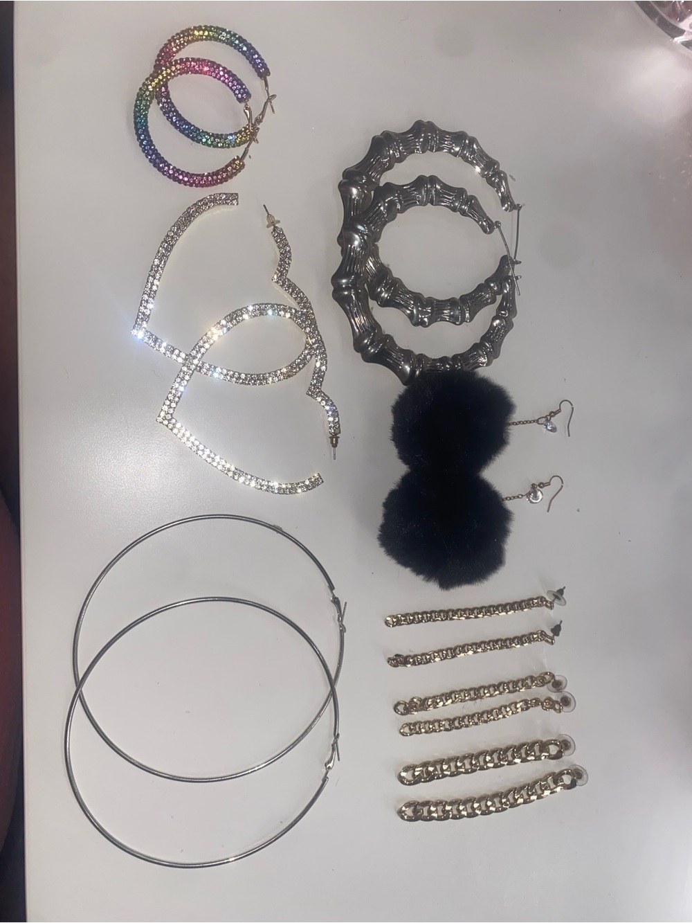 Mixed Women’s Earring Set – Black, Silver & Rainbow Styles